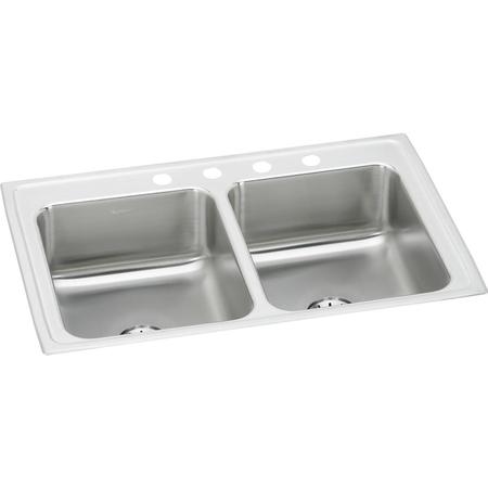 ELKAY Clssc SS 33"x21-1/4"x7-7/8", Equal DoubleBwl Drop-in Sink w/Prfct Drain LR3321PD2